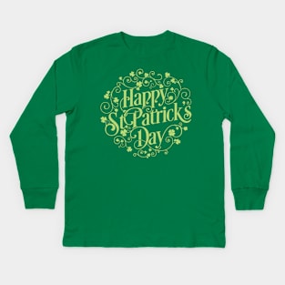 Happy Saint Patrick Day t shirt green lucky shirt Kids Long Sleeve T-Shirt